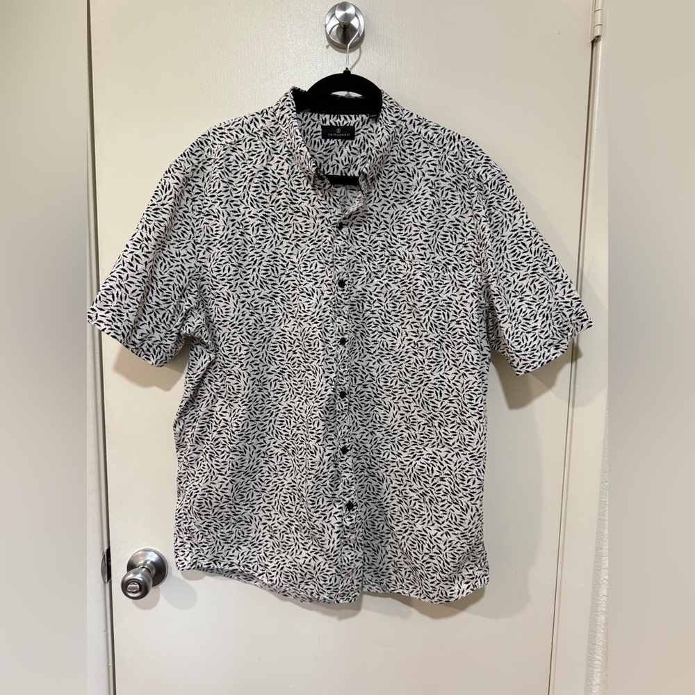7 Diamonds Premium Men's Short Sleeve Fish Print Button Down Shirt Size XXL